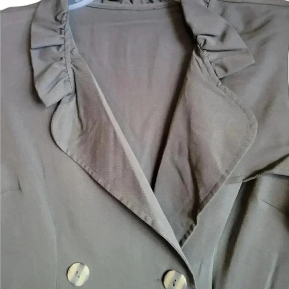 Classic Green/Kakhi Double Breasted Dress with self belt med wt fabric - Picture 3 of 10